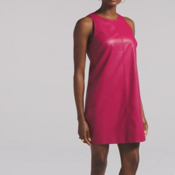 J. Crew Dresses & Skirts - NWT J.Crew Faux Leather Mini Shift Dress Berry Pink Size XS